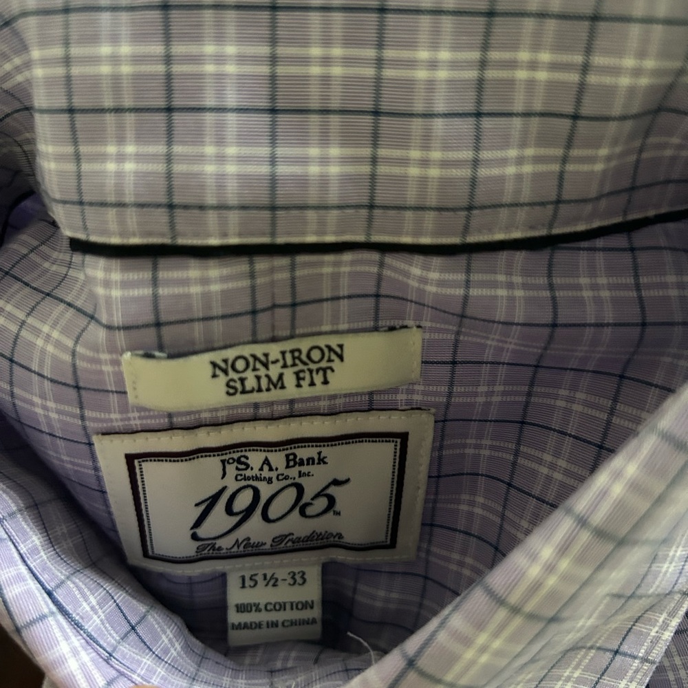 Jos A Bank Men’s button down non iron slim fit shirt size 15 1/2 - Picture 4 of 4